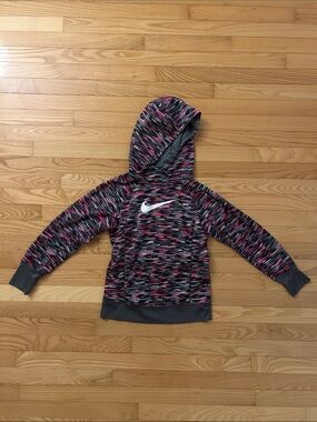 Nike Girls' Black, Gray & Pink Thermafit Hooded Sweatshirt